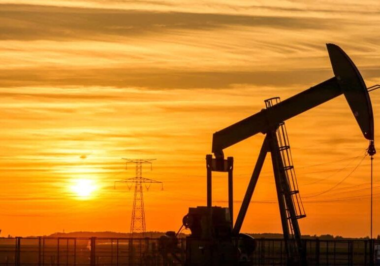 oil field during sunset
